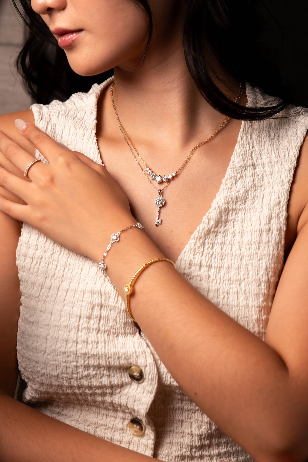 Aria Graduated Diamond Cluster Necklace