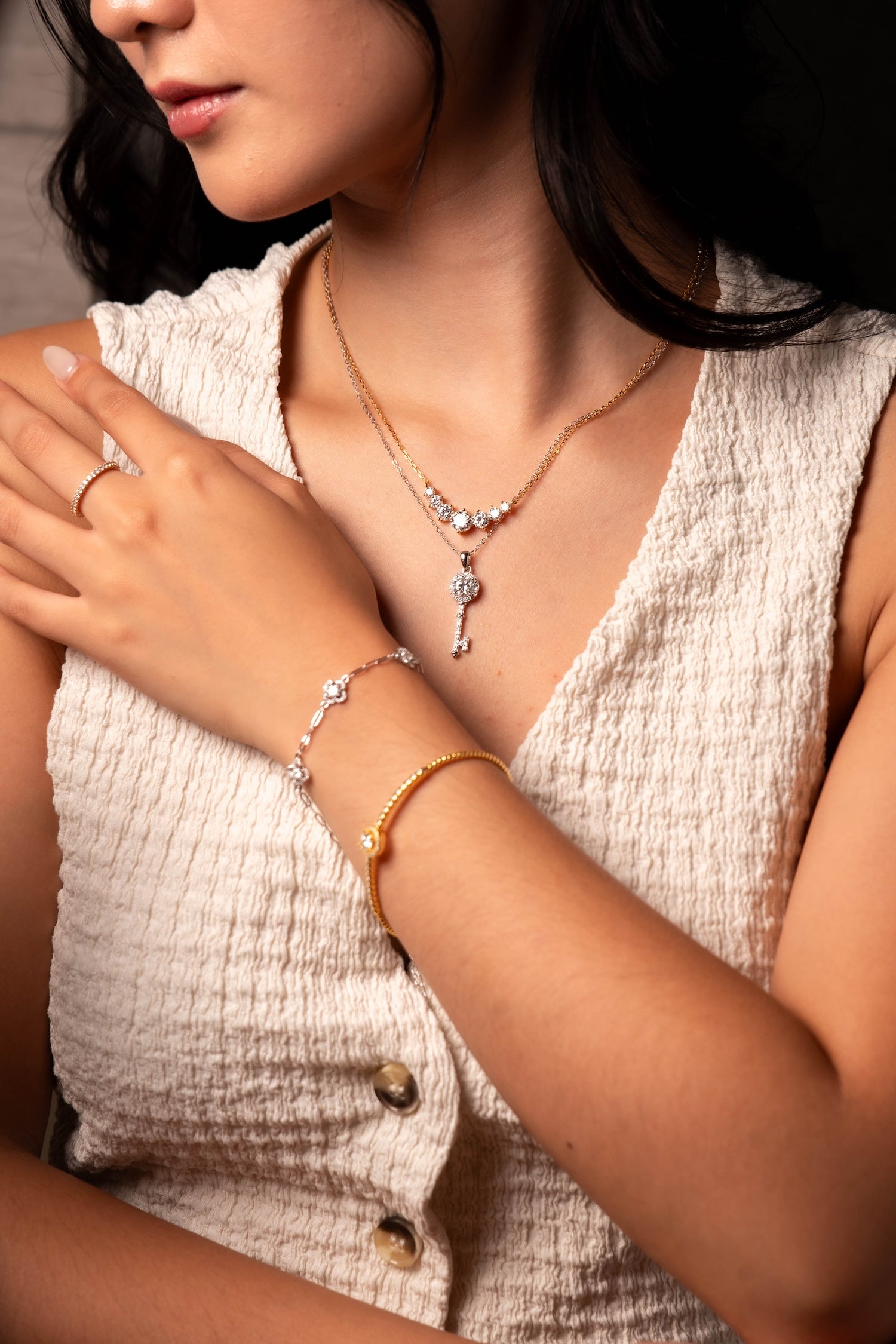 Aria Graduated Diamond Cluster Necklace