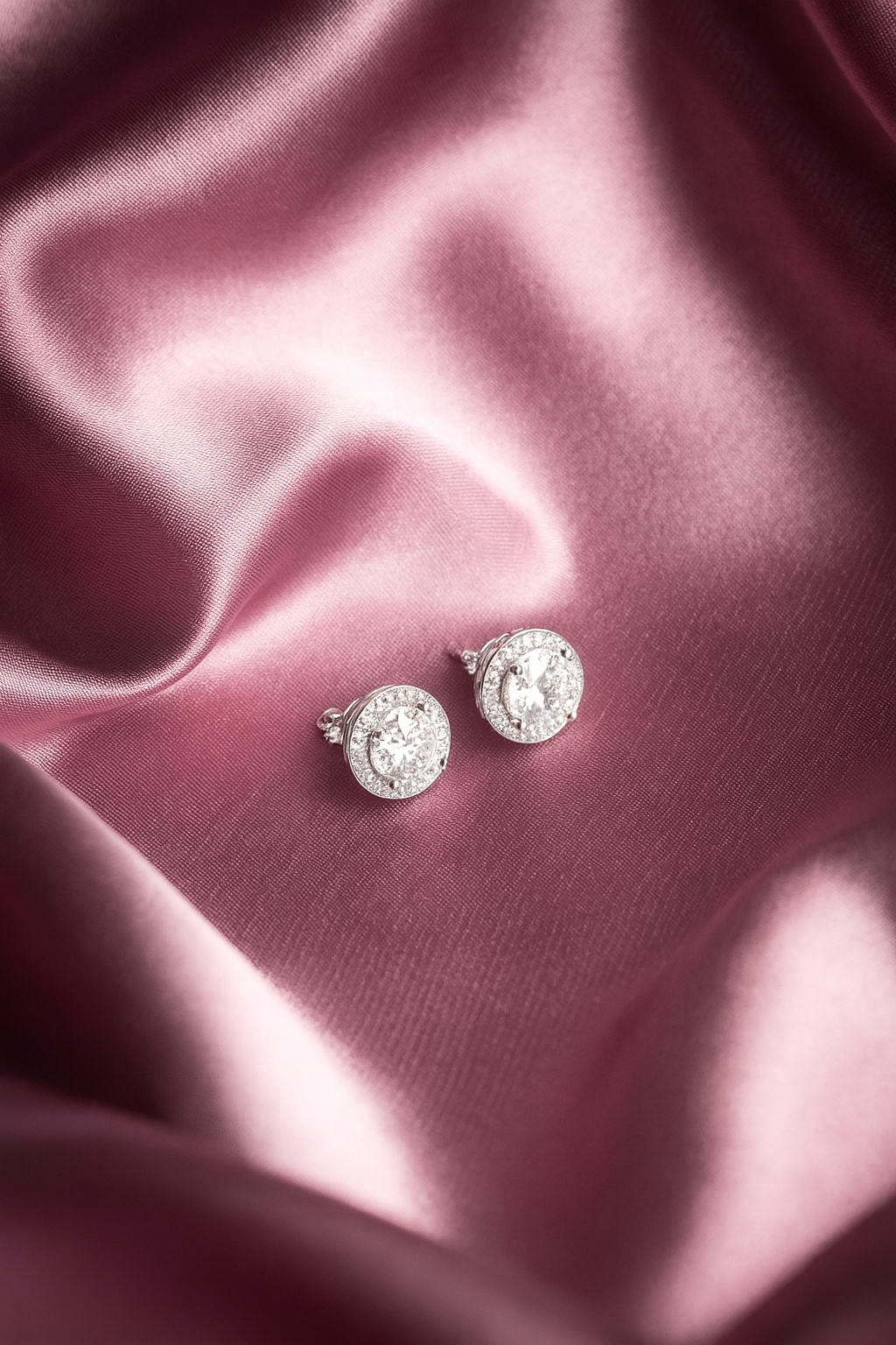Kaia Round Halo Diamond Stud Earrings