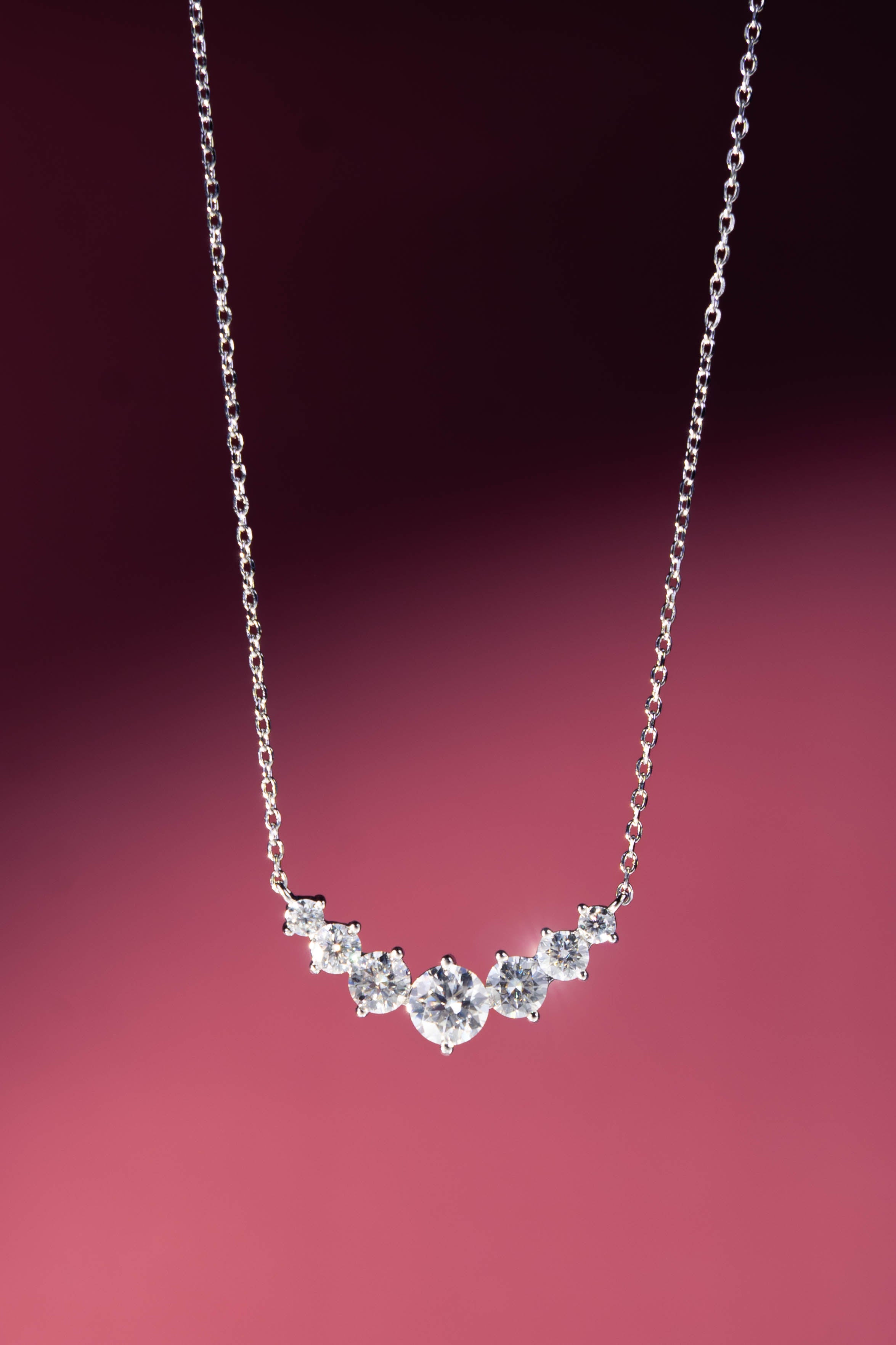 Aria Graduated Diamond Cluster Necklace