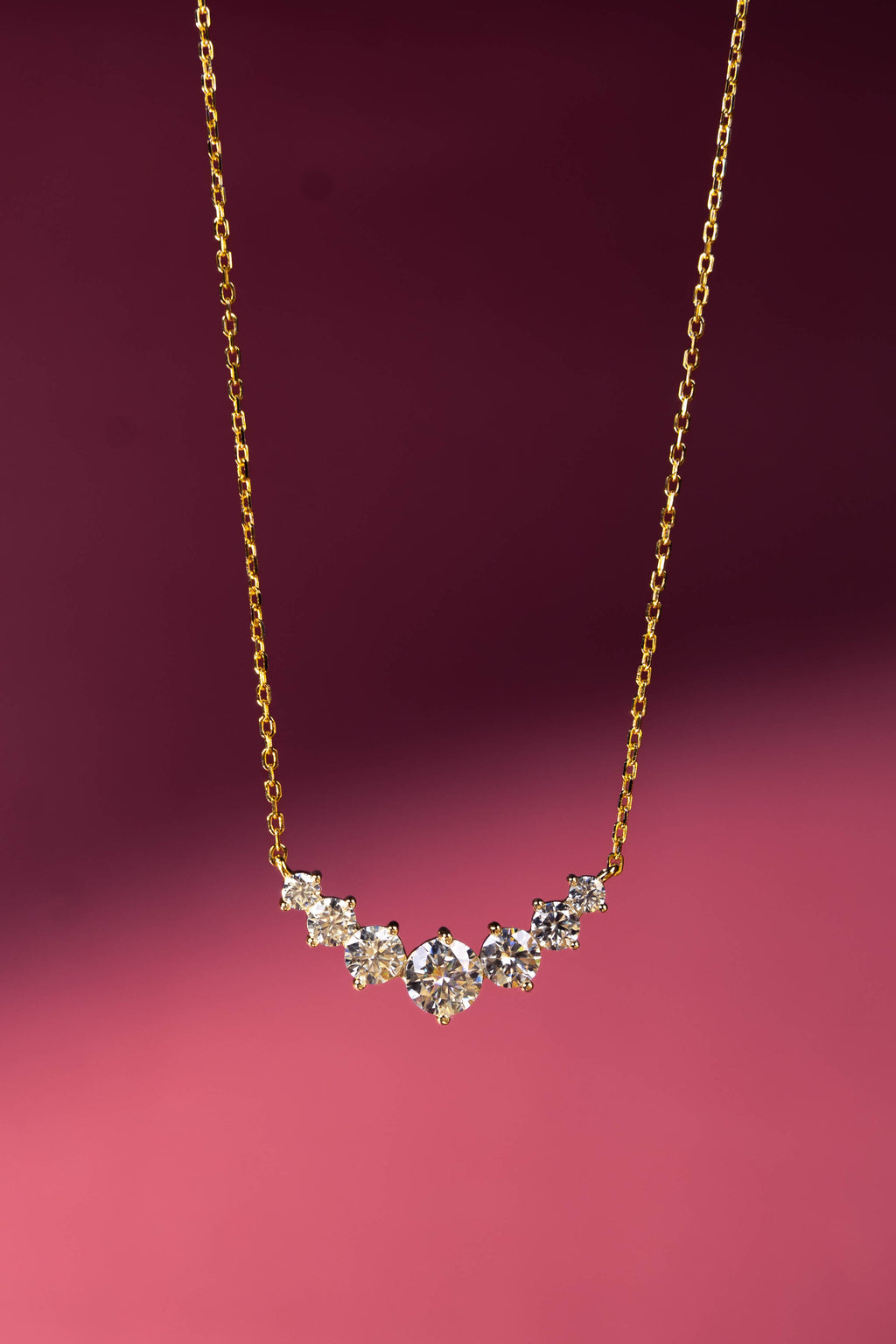Aria Graduated Diamond Cluster Necklace