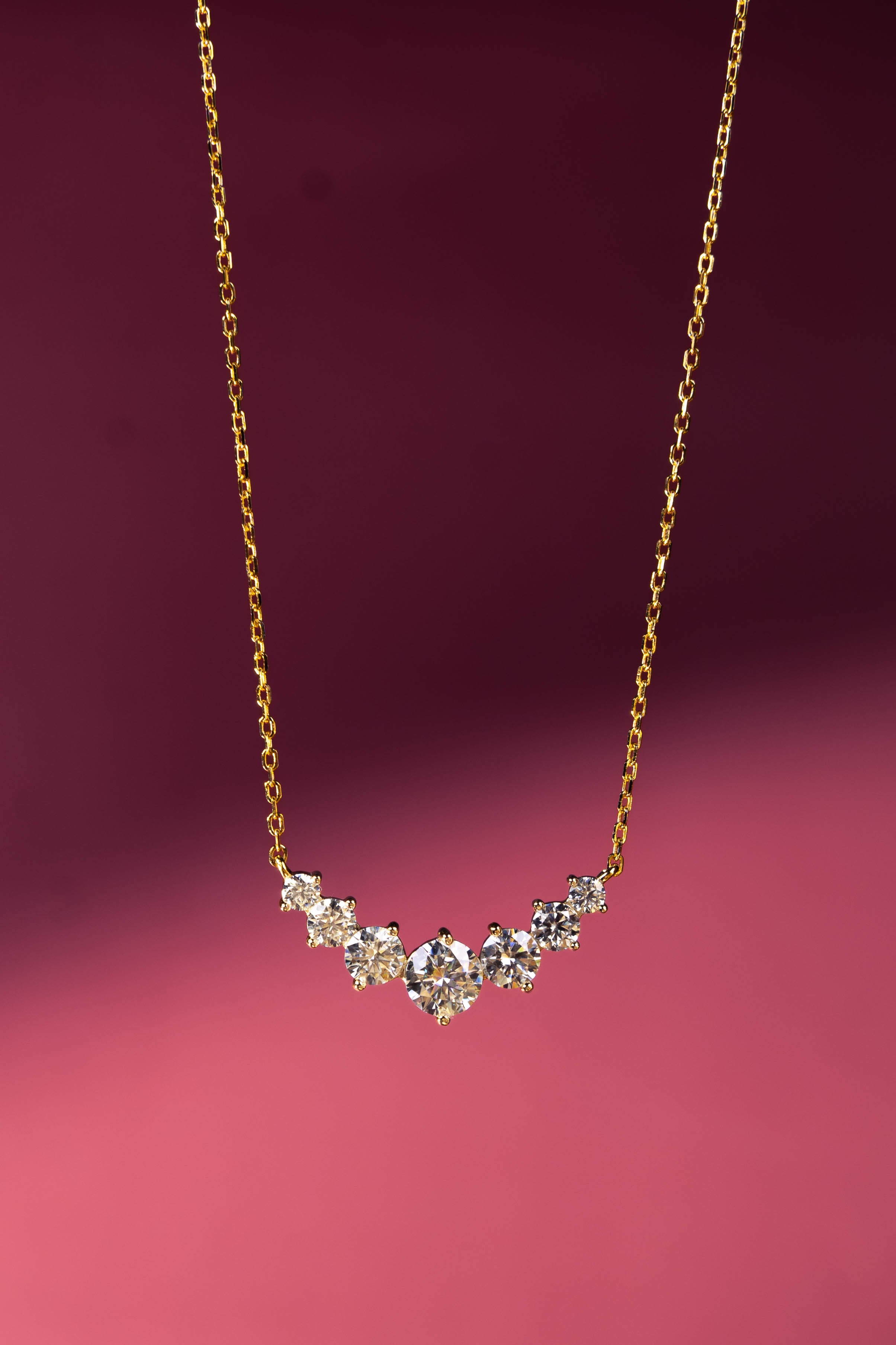 Aria Graduated Diamond Cluster Necklace