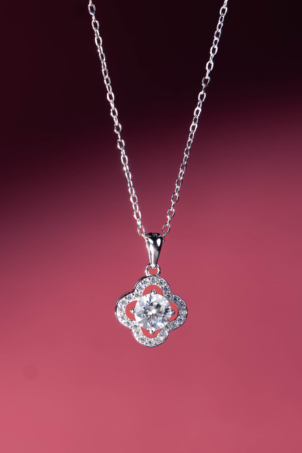 Azalea Floral Halo Diamond Pendant Necklace