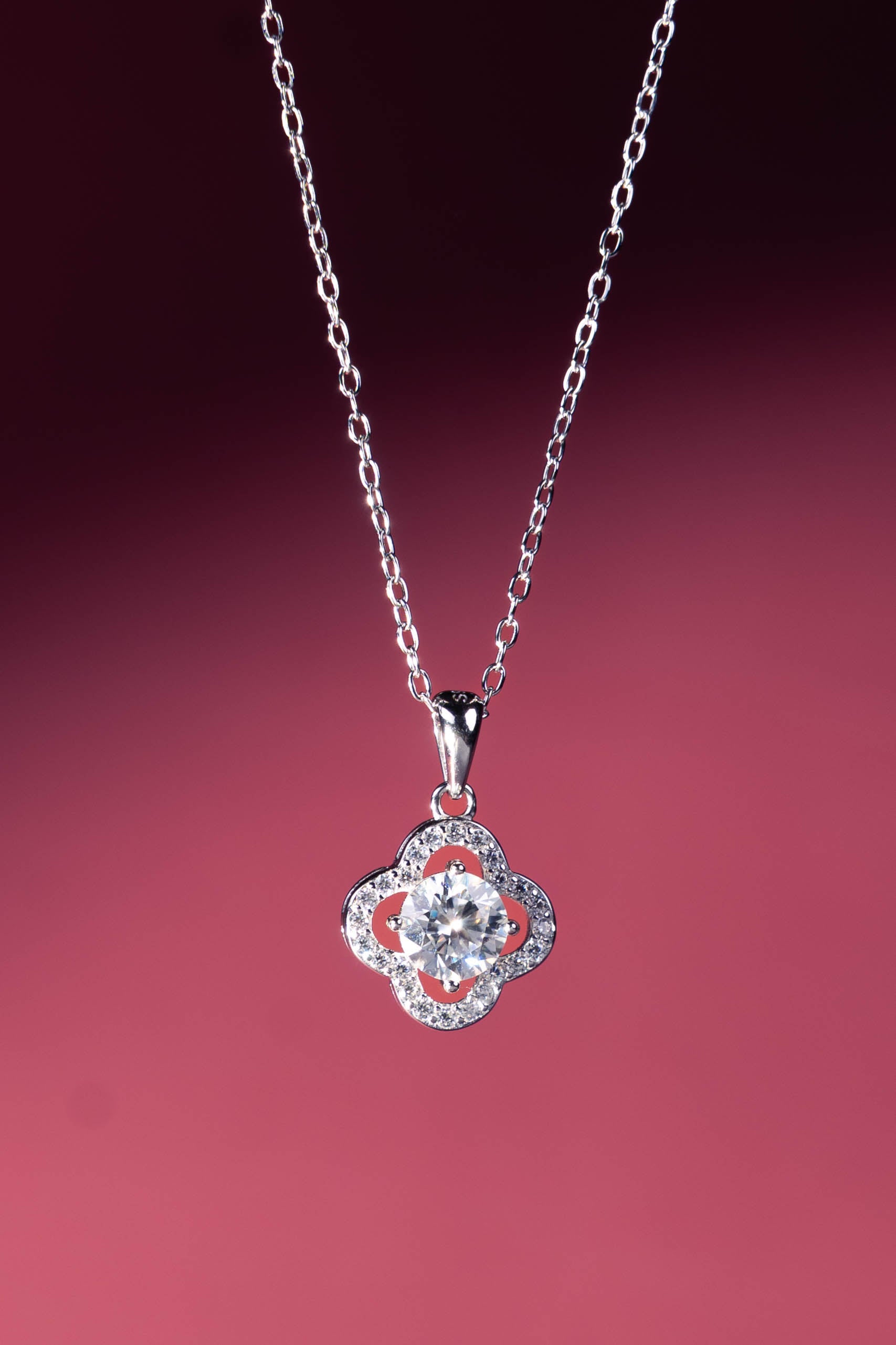 Azalea Floral Halo Diamond Pendant Necklace