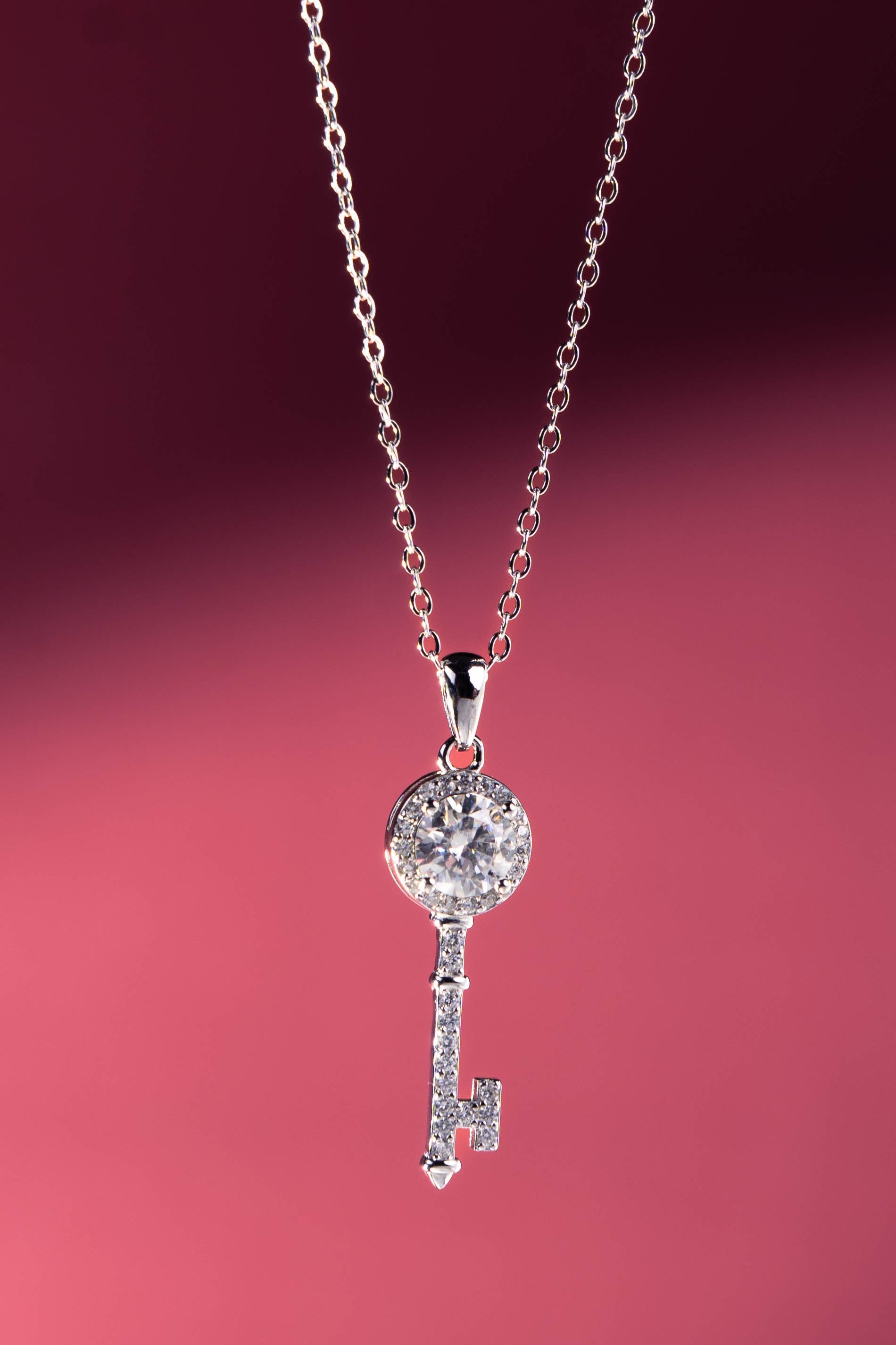 Amira Diamond Key Pendant Necklace